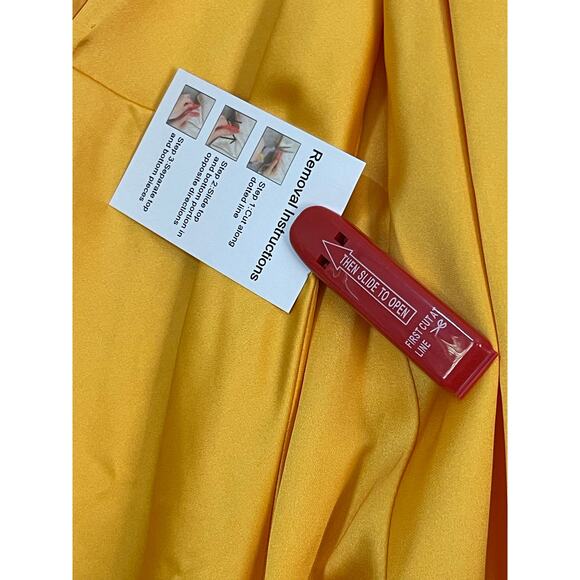 Mac Duggal NEW Size 8 Marigold Long Sleeve Empire Waist Charmeuse Gown 55693 - Picture 8 of 10